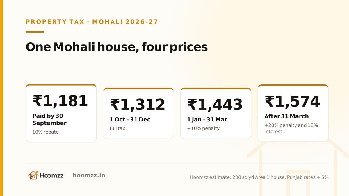 One Mohali house, four prices depending on when the 2026-27 property tax is paid